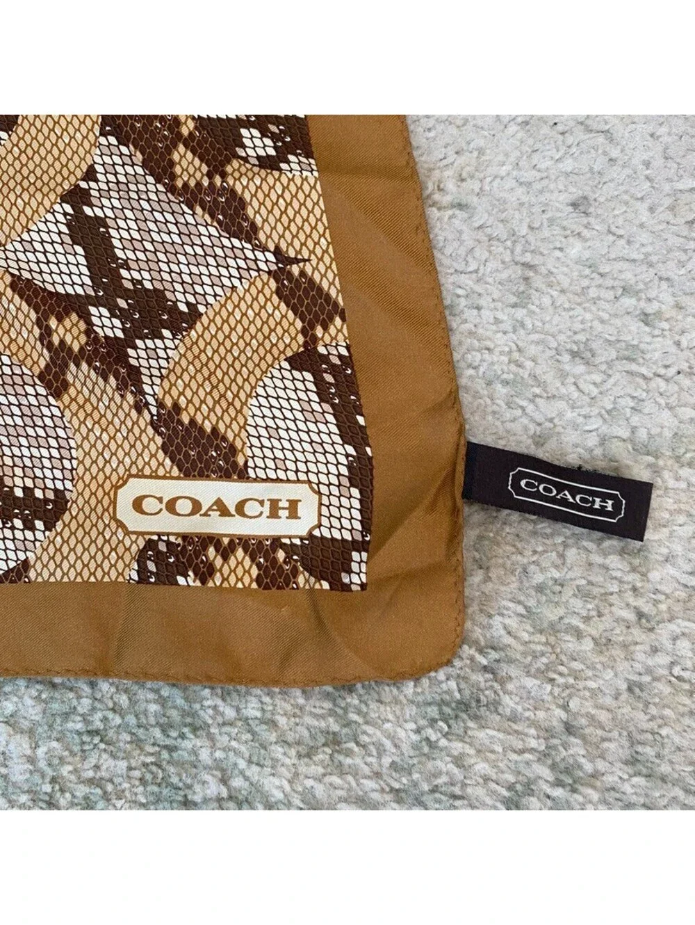 Vintage Coach 100% Silk Scarf Square Snakeskin Animal Pattern 26.5” X 26.5”